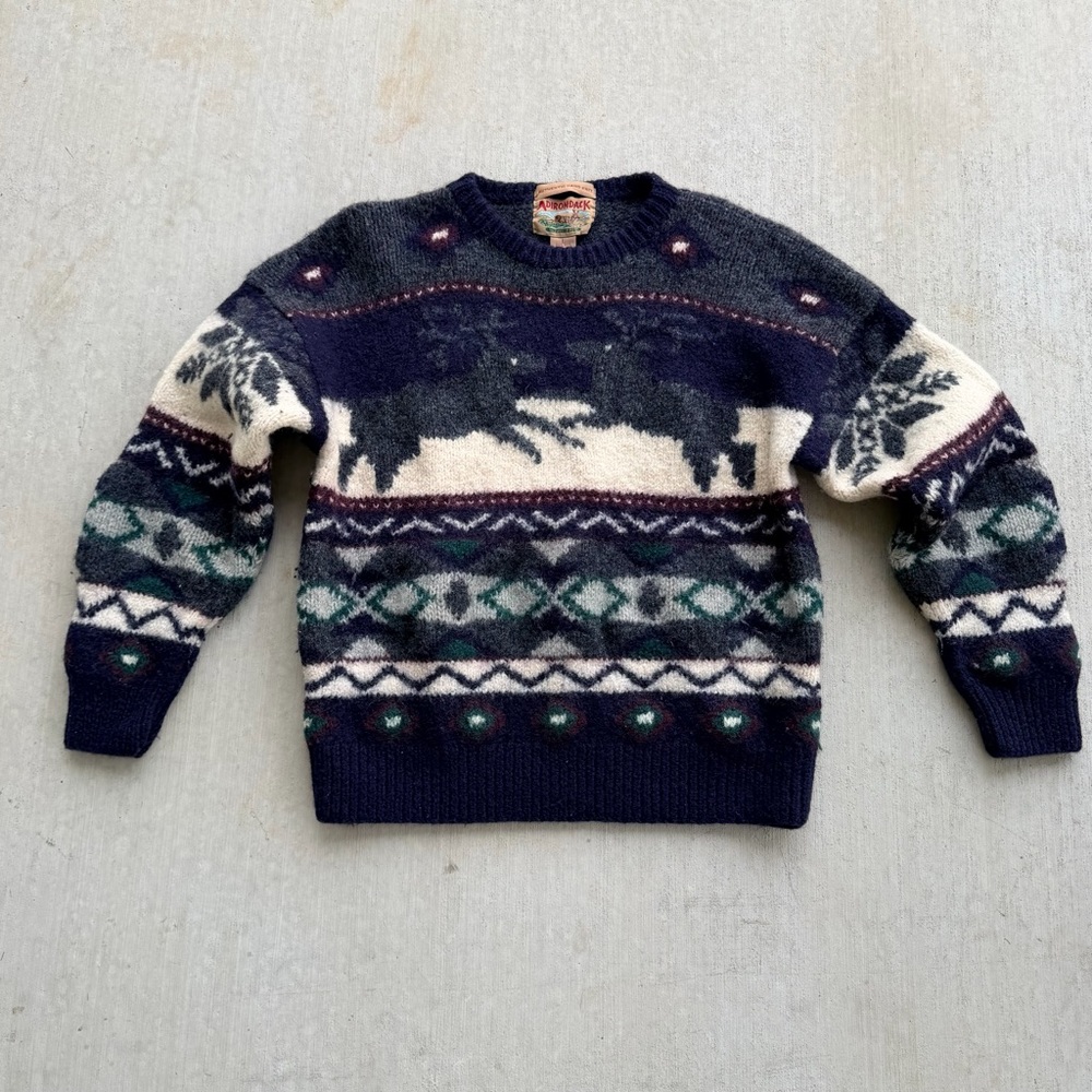 Vintage Adirondack Sweater Fair Isle 100% Wool Women’s Large